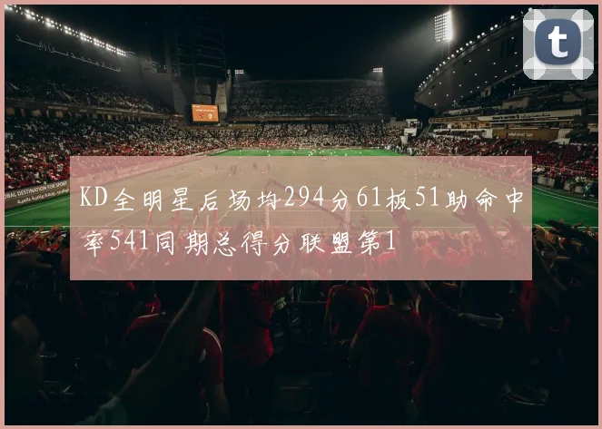 KD全明星后场均294分61板51助命中率541同期总得分联盟第1